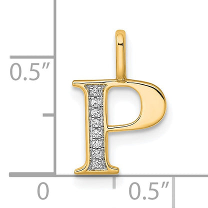 14k Diamond Letter P Initial Pendant