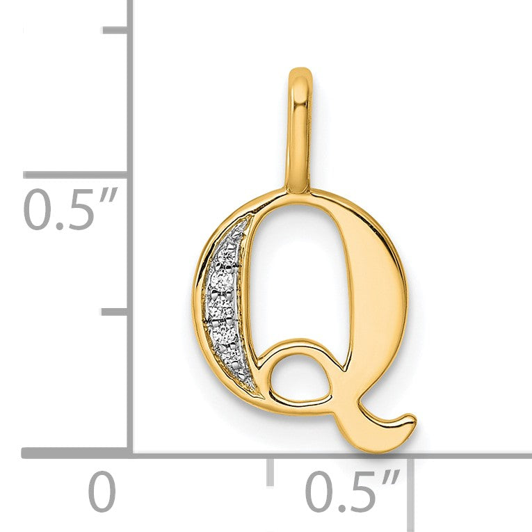 14k Diamond Letter Q Initial Pendant