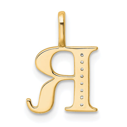 14k Diamond Letter R Initial Pendant