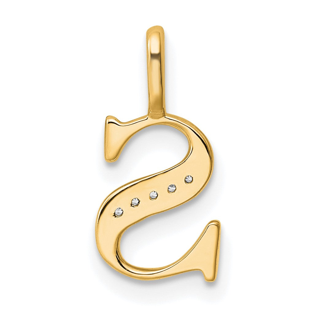 14k Diamond Letter S Initial Pendant