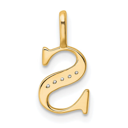 14k Diamond Letter S Initial Pendant