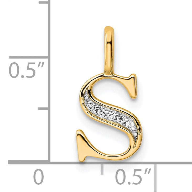 14k Diamond Letter S Initial Pendant