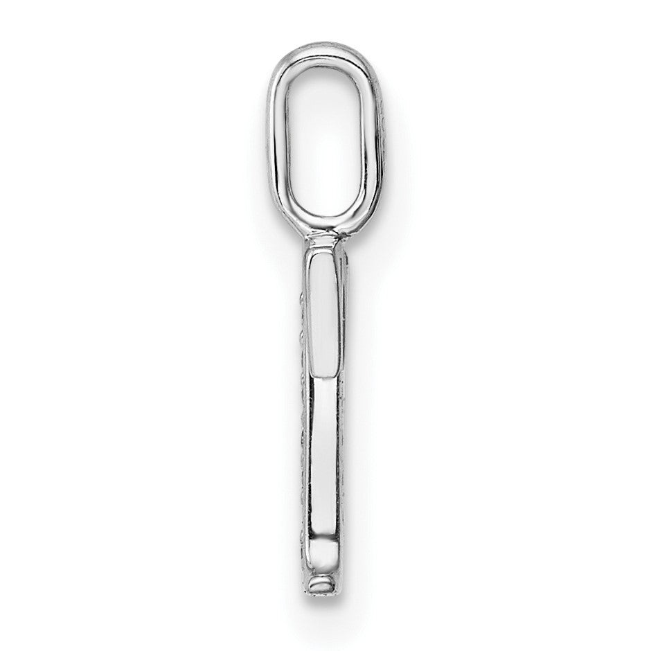 14K White Gold Diamond Letter T Initial Pendant
