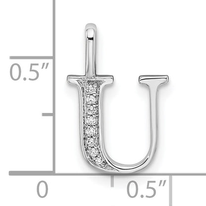 14K White Gold Diamond Letter U Initial Pendant