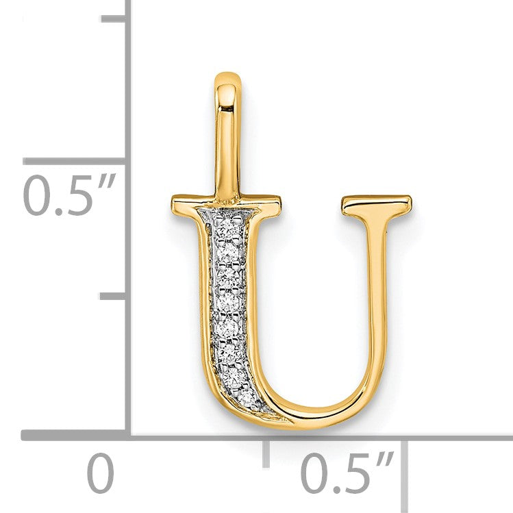 14k Diamond Letter U Initial Pendant