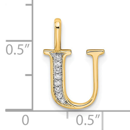 14k Diamond Letter U Initial Pendant