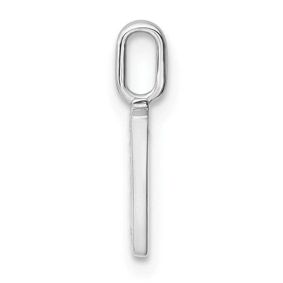 14K White Gold Diamond Letter V Initial Pendant