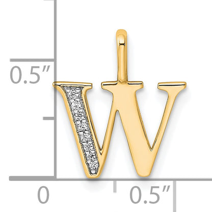 14k Diamond Letter W Initial Pendant