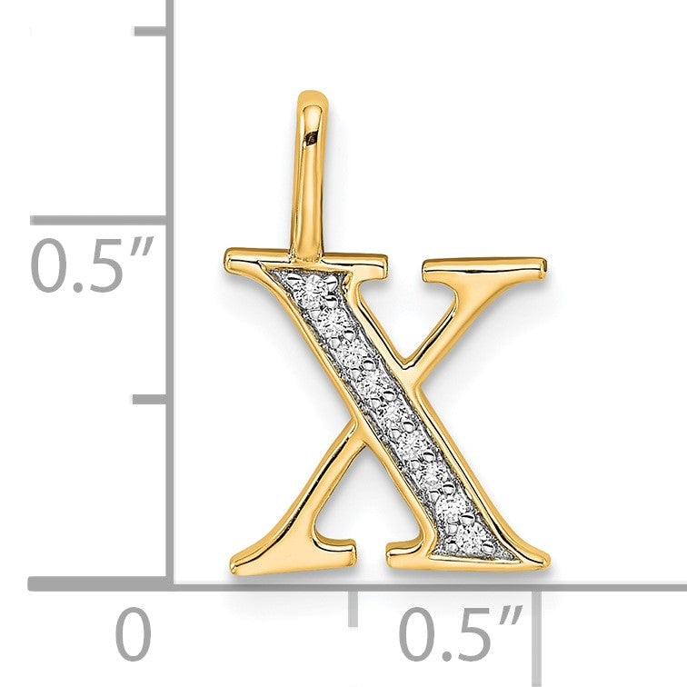 14k Diamond Initial X Pendant
