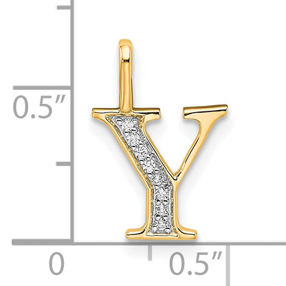 14k Diamond Letter Y Initial Pendant