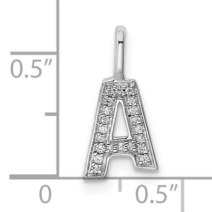 14K White Gold Diamond Letter A Initial Pendant