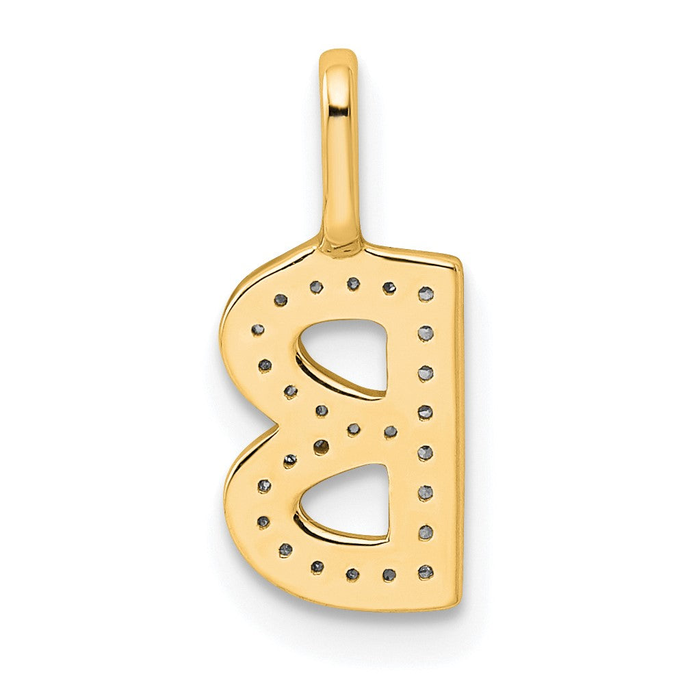 14K  Gold Diamond Letter B Initial Pendant