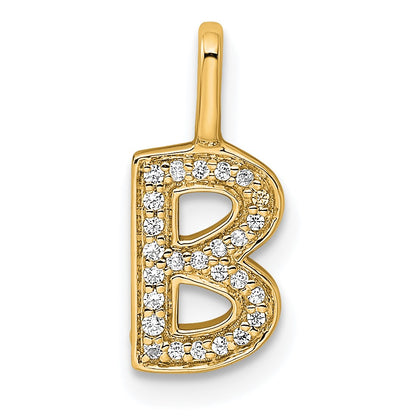 14K  Gold Diamond Letter B Initial Pendant