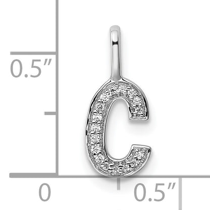 14K White Gold Diamond Letter C Initial Pendant