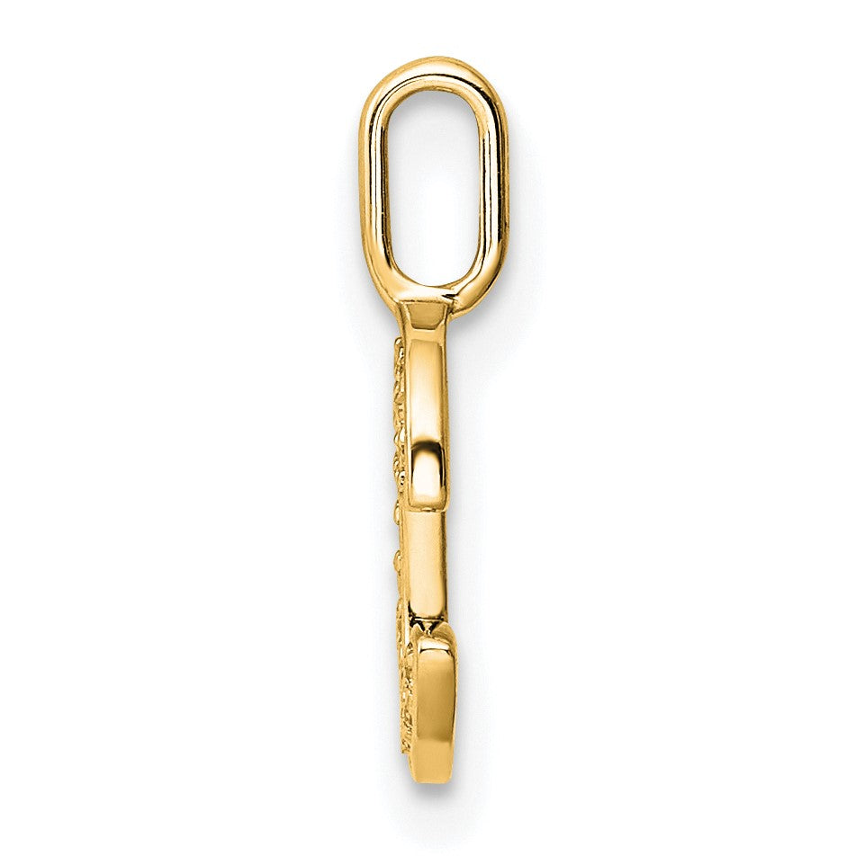 14K Yellow Gold Diamond Letter C Initial Pendant