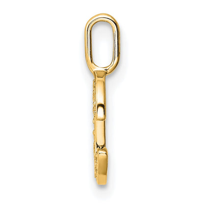 14K Yellow Gold Diamond Letter C Initial Pendant