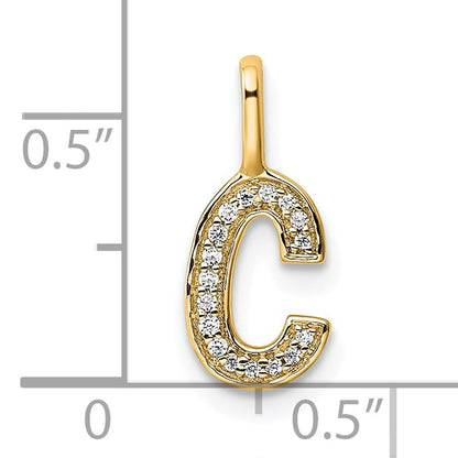 14K Yellow Gold Diamond Letter C Initial Pendant