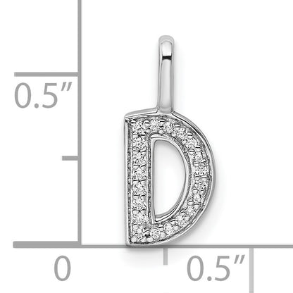 14K White Gold Diamond Letter D Initial Pendant