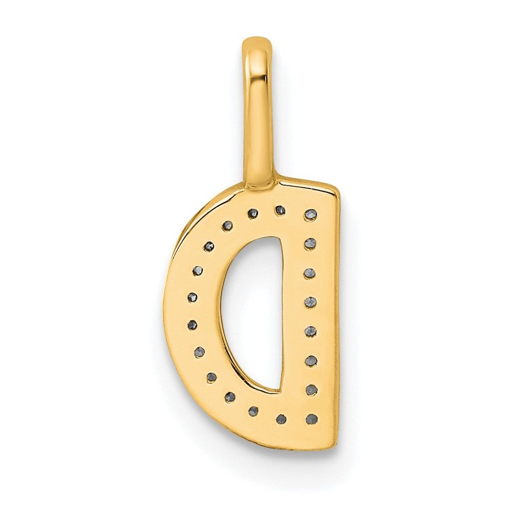 14K  Gold Diamond Letter D Initial Pendant