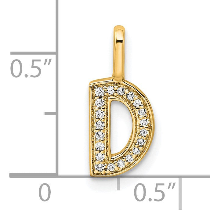 14K  Gold Diamond Letter D Initial Pendant