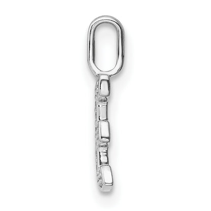 14K White Gold Diamond Letter E Initial Pendant
