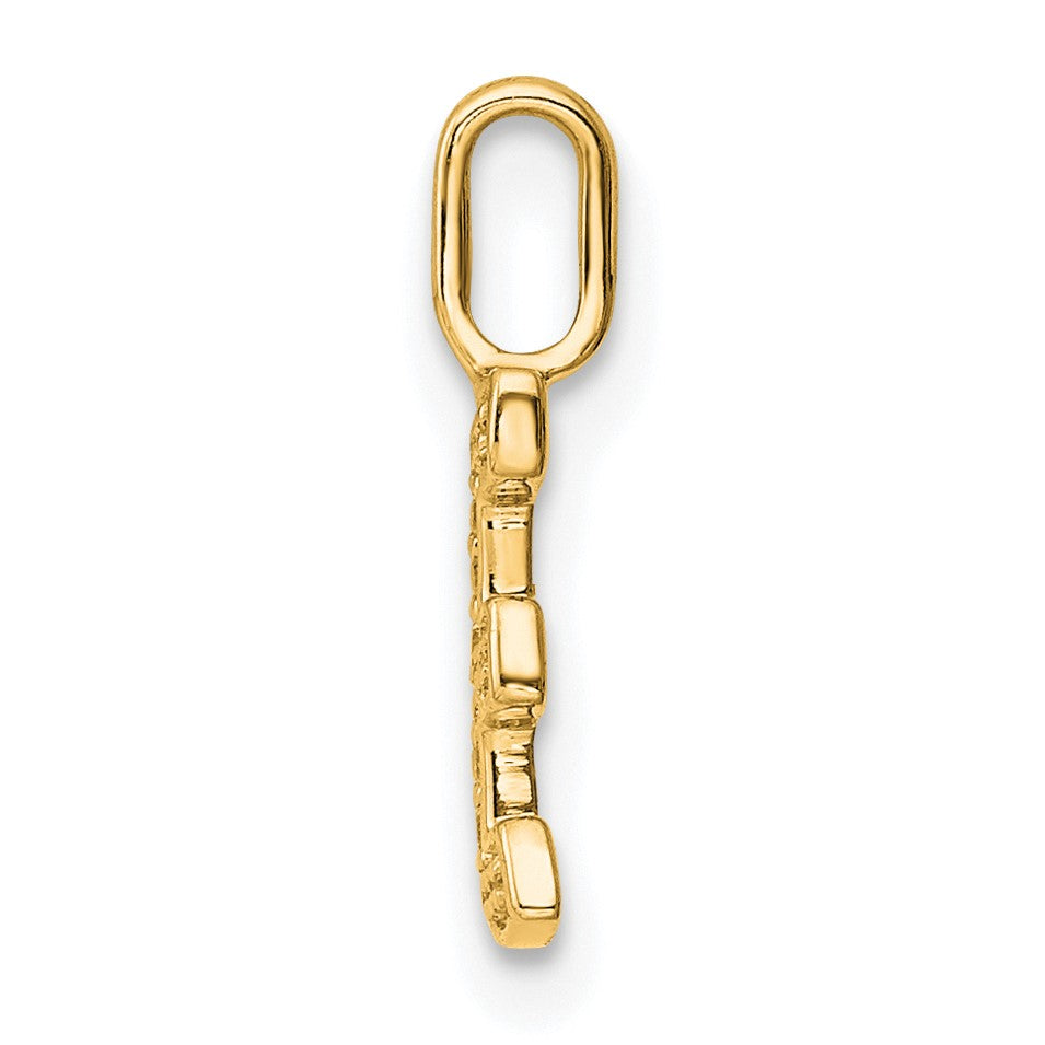 14K  Gold Diamond Letter E Initial Pendant