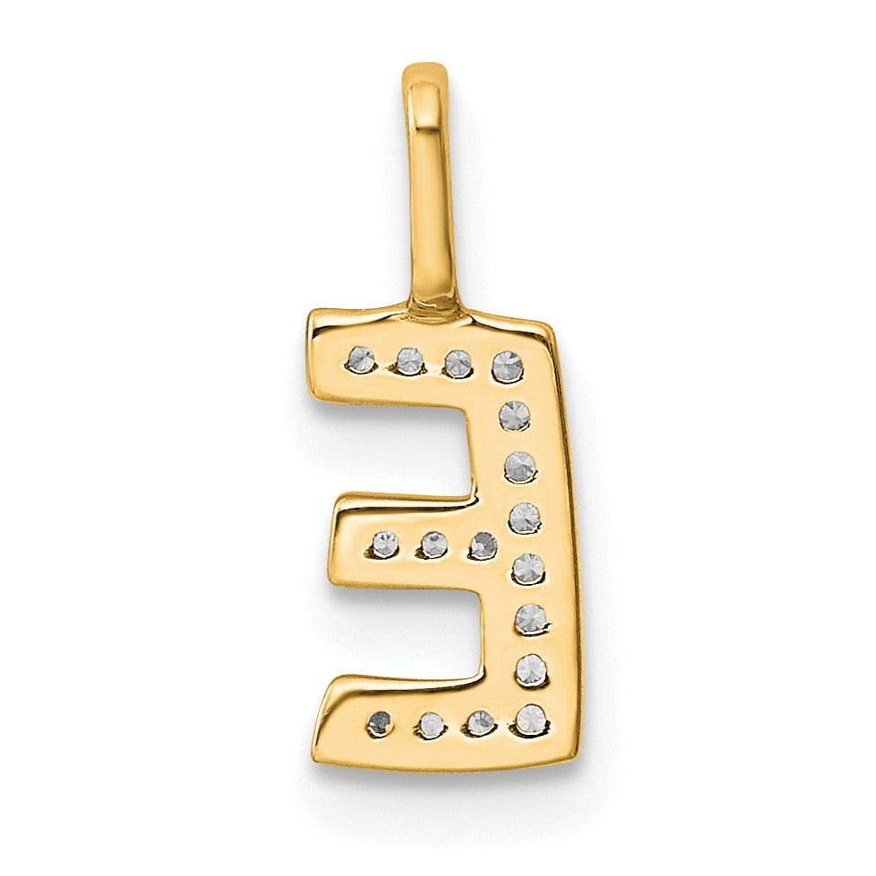 14K  Gold Diamond Letter E Initial Pendant