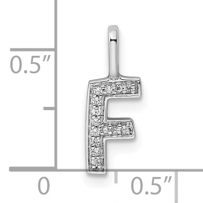 14K White Gold Diamond Letter F Initial Pendant