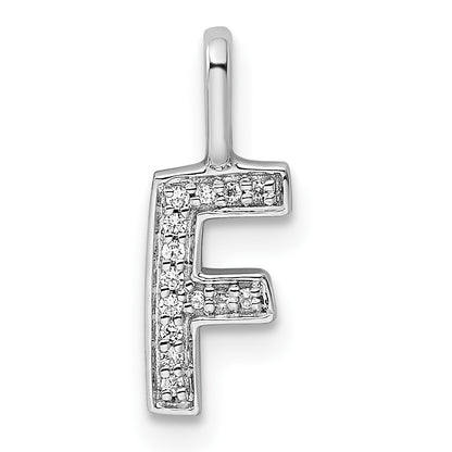 14K White Gold Diamond Letter F Initial Pendant