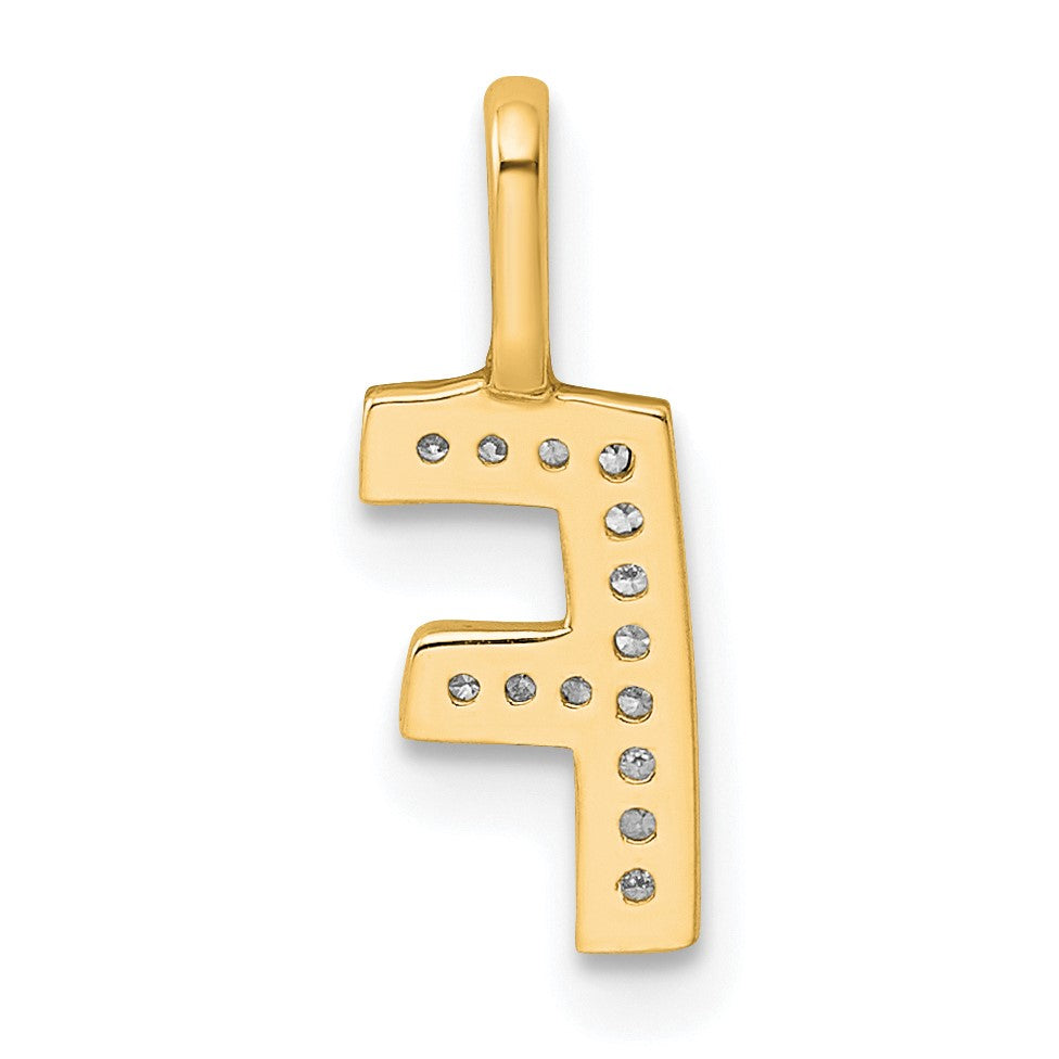 14K  Gold Diamond Letter F Initial Pendant