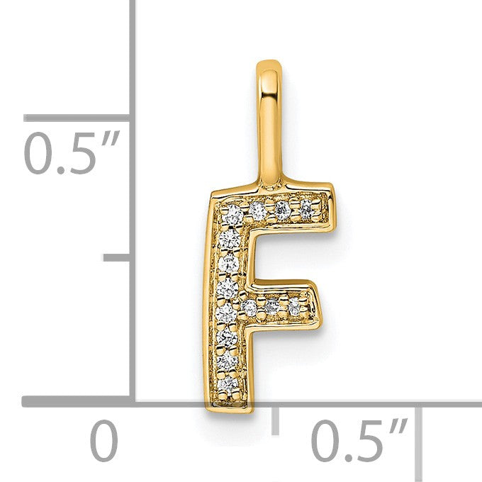 14K  Gold Diamond Letter F Initial Pendant