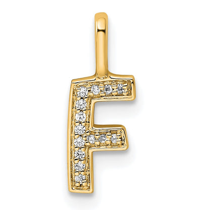 14K  Gold Diamond Letter F Initial Pendant