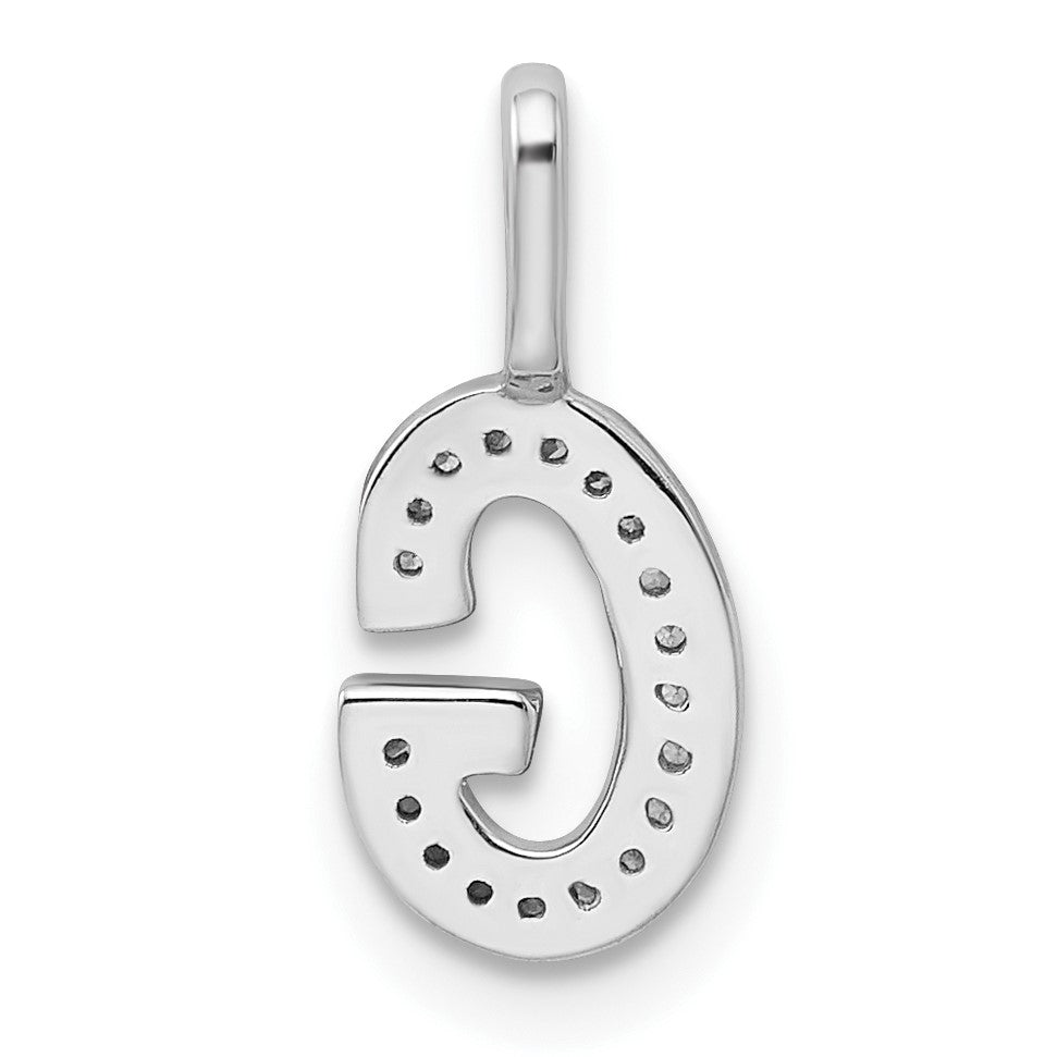 14K White Gold Diamond Letter G Initial Pendant