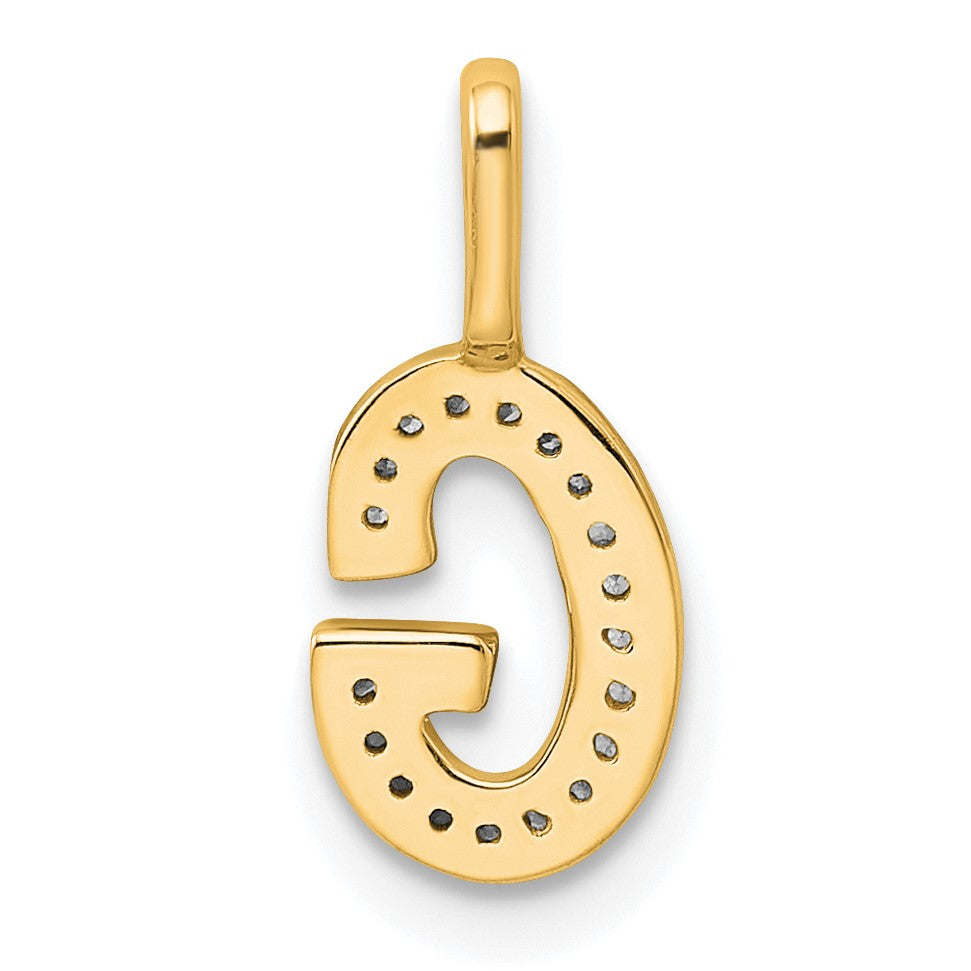 14K  Gold Diamond Letter G Initial Pendant