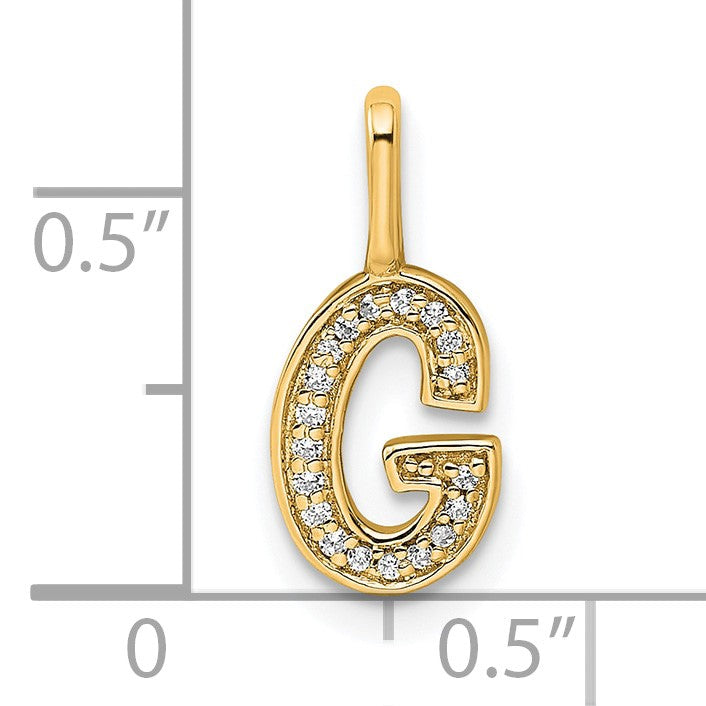 14K  Gold Diamond Letter G Initial Pendant