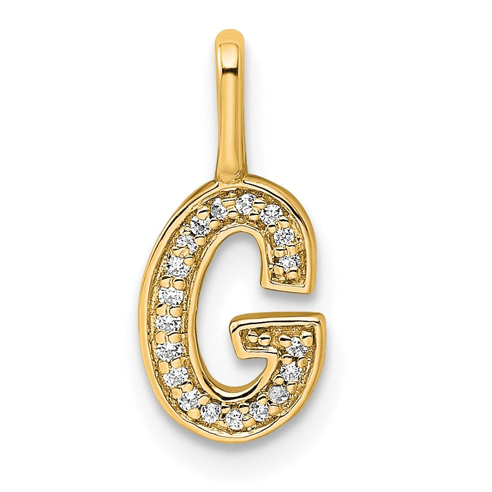 14K  Gold Diamond Letter G Initial Pendant