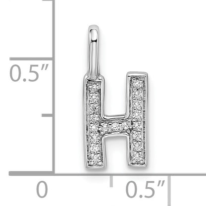 14K White Gold Diamond Letter H Initial Pendant