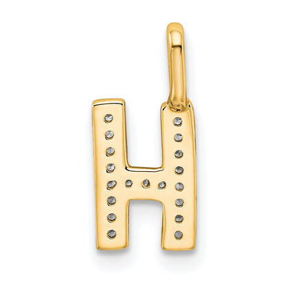 14K  Gold Diamond Letter H Initial Pendant