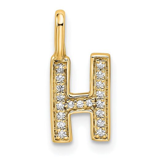 14K  Gold Diamond Letter H Initial Pendant