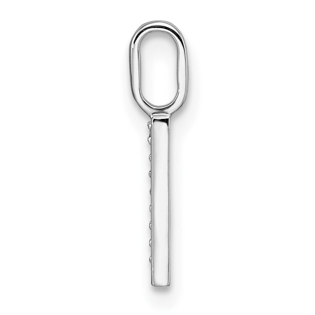 14K White Gold Diamond Letter I Initial Pendant