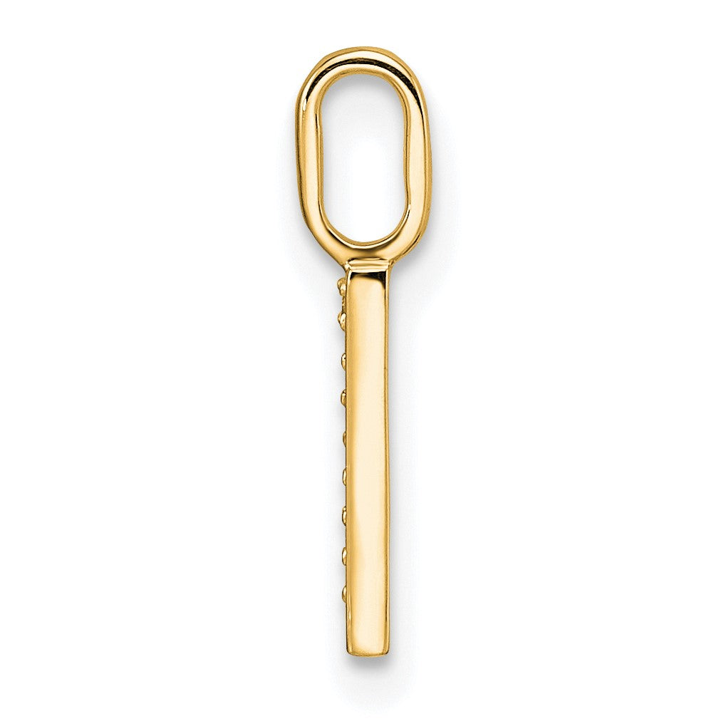 14K Yellow Gold Diamond Letter I Initial Pendant