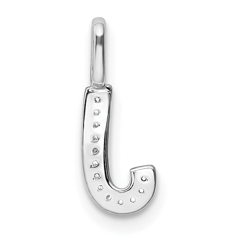 14K White Gold Diamond Letter J Initial Pendant
