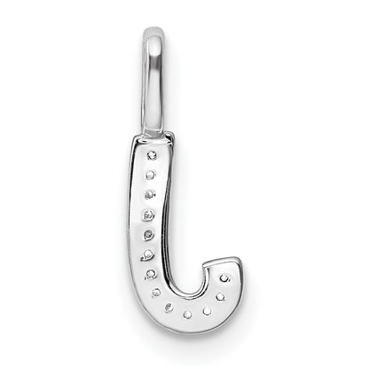 14K White Gold Diamond Letter J Initial Pendant