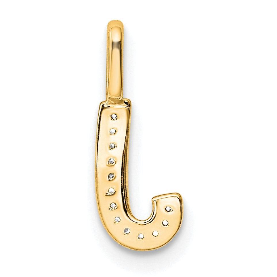 14K  Gold Diamond Letter J Initial Pendant