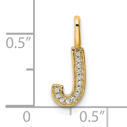 14K  Gold Diamond Letter J Initial Pendant