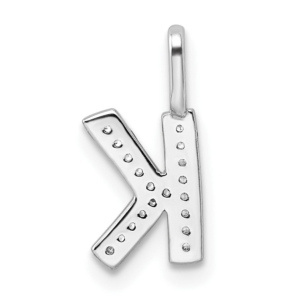 14K White Gold Diamond Letter K Initial Pendant