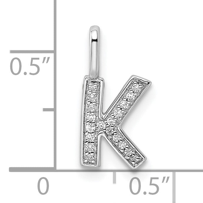 14K White Gold Diamond Letter K Initial Pendant