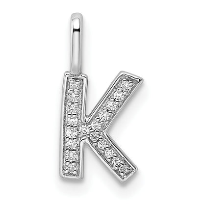 14K White Gold Diamond Letter K Initial Pendant