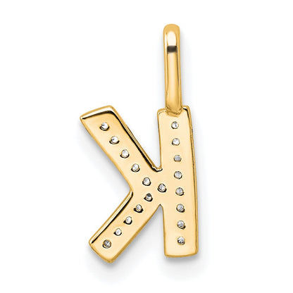 14K  Gold Diamond Letter K Initial Pendant