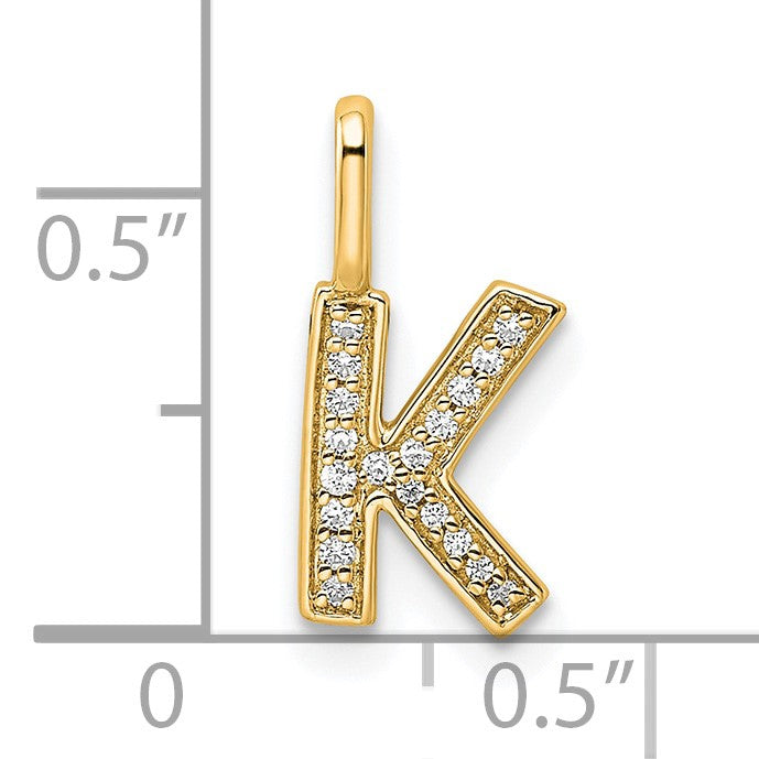 14K  Gold Diamond Letter K Initial Pendant
